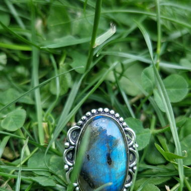 Bague réglable avec labradorite - Adjustable ring