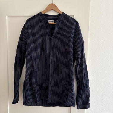 Navy blue pinstripe shirt