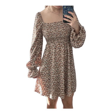 Geblümtes Minikleid mit Smok-Oberteil