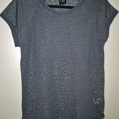 T-shirt sportivo Powerzone Taglia S stampa leopardo, blu-grigio