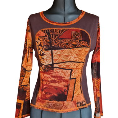 Y2K top with tribal pattern Carla d’Angeli Paris