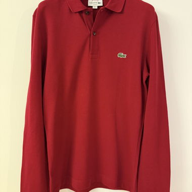 Polo Lacoste rosso maniche lunghe slim fit S