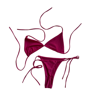 Bordeauxrotes Triangle-Bikini-Set