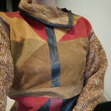 Vintage Pullover mit Ledereinsätzen