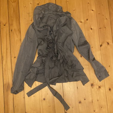 Grey ruffled blouse