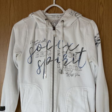 Sweatjacke, weiss, mit Kapuze, Gr. 36/S