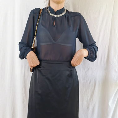 Satin vintage pencil skirt
