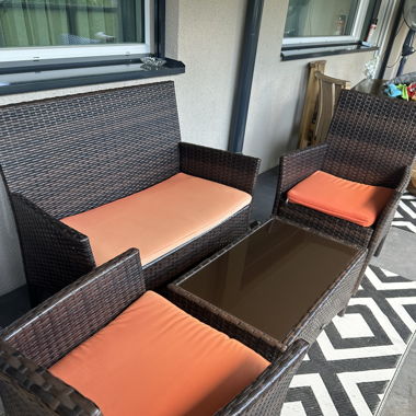 Balcony Furniture Set -- 2 Armchairs, 1 Two-Seater & Table