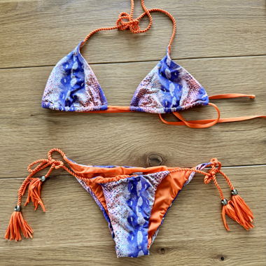 Dreiecks-Bikini in Orange und Violett