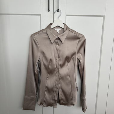 Taupe Satin Blouse, XS