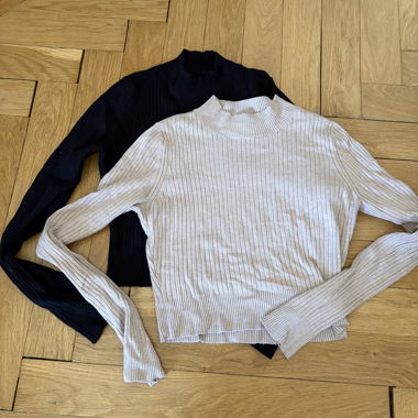Set aus 2 Rippstrickpullovern