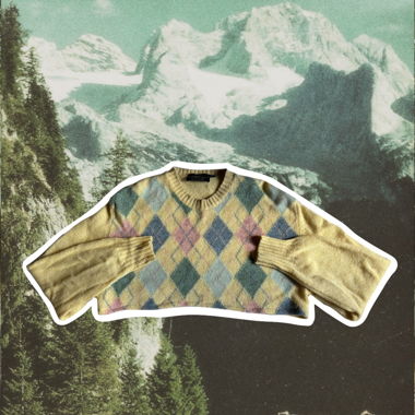 Pull court vintage à losanges pastel  