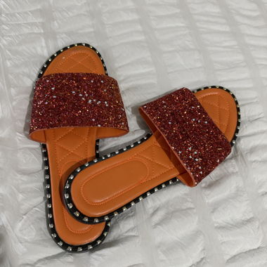 Sandali con glitter arancioni