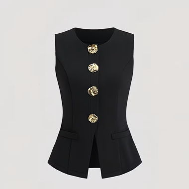 Gilet noir avec boutons dorés
