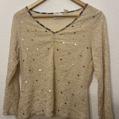 Haut manches longues à sequins beige doré