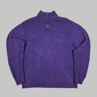 Chaps Ralph Lauren StrickSweater Half Zip, Lila, L