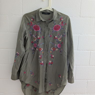 Embroidered olive shirt