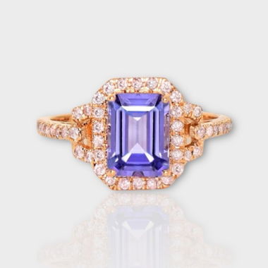 Bague en Or 14kt, Tanzanite et diamants naturels