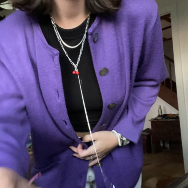 Strickjacke violett fein