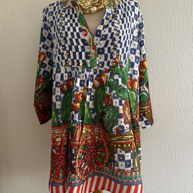 Haus-Tunika mit Print Antica Sartoria