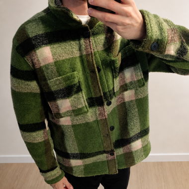 Karierte Wolljacke grün