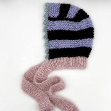 Bonnet balaclava rayé en mohair
