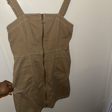 Abito beige con spalline e cerniera, Tg. 40