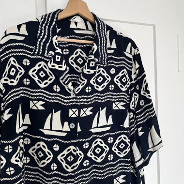 Navy and white summer button up