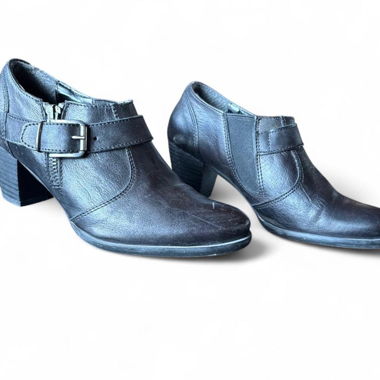 Black leather ankle boots