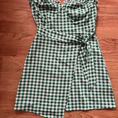 Robe bustier à carreaux verte blanc 
