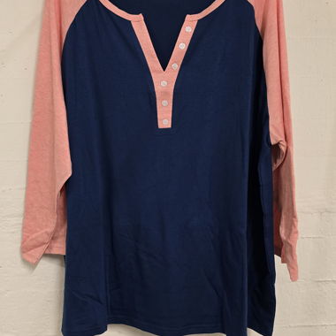 Chemise Henley (016) au look raglan - 4XL