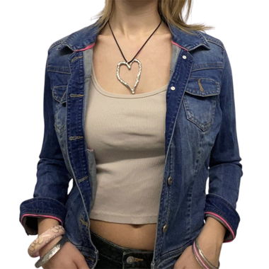 Giacca di jeans Y2K con dettagli rosa