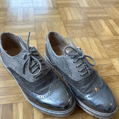 Silver Loafer Shoes 38