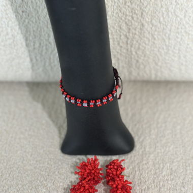 Boho Summer Set Embroidered Earrings & Bracelet 