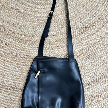 Sac bandoulière Longchamp en cuir noir