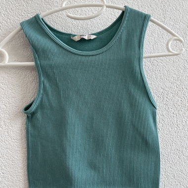 Türkises Ripp-Crop-Top von ONLY, Grösse S
