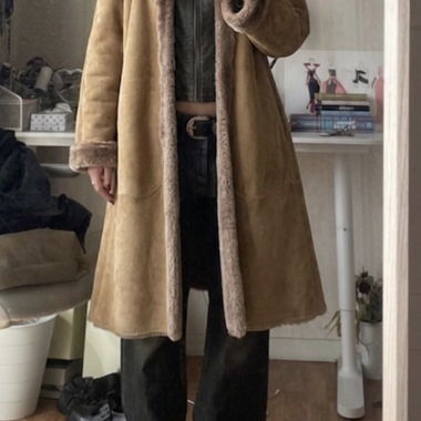 Shearling suede coat