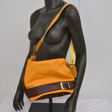 Ledertasche Orange/Braun