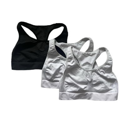 3er-Set Sport-BHs (2x Weiss, 1x Schwarz)