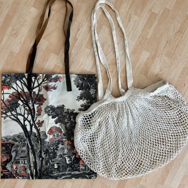 Set: 2 Taschen, Totebag und Netz-Einkaufstasche