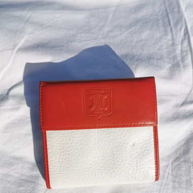 Céline vintage leather red white purse wallet