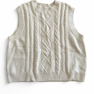Cream knitted V-Neck Vest