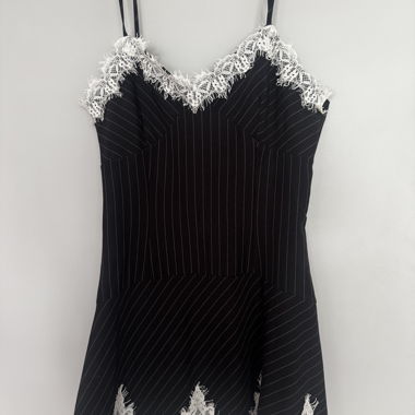 Y2k Style Nadelstreifen Kleid mit spitze 