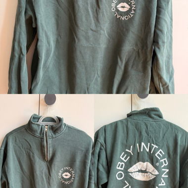 Grüner Obey Reissverschluss-Sweater