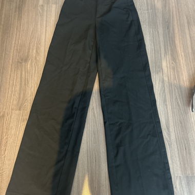 Black wide fabric trousers