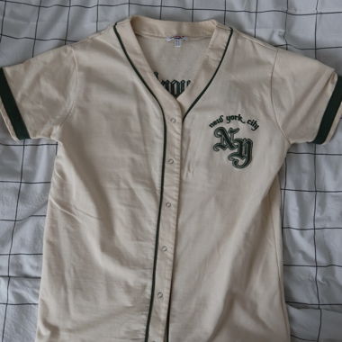 Beige Green Baseball Shirt