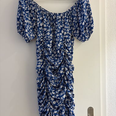 Blue Floral Off‑Shoulder Dress