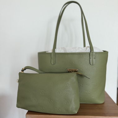 Sac cabas à monogramme vert Maison Mollerus