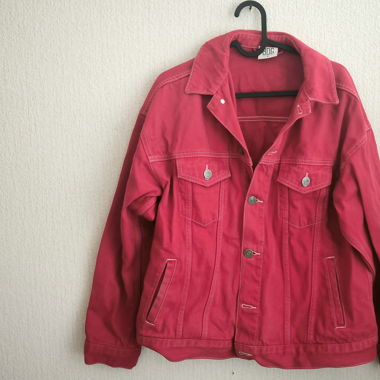 y2k red streetstyle jeans jacket/ jeansjacke