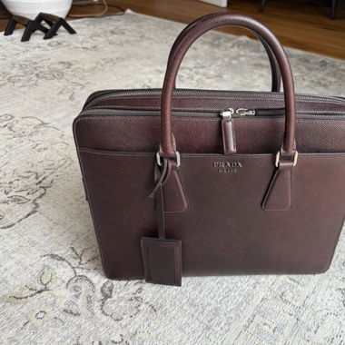 PRADA Aktentasche Saffiano Leder kaffebraun